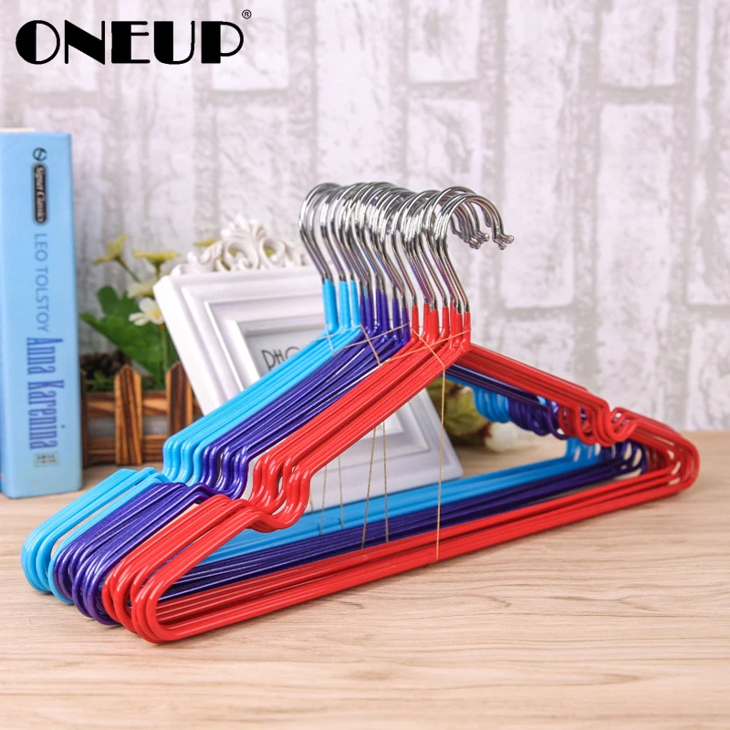 

ONEUP 10pcs Metal Clothes Hook Hangers Kids Coat Laundry Rack Stainless Steel No Slip Towel Underwear Wide Clothes Space Hanger