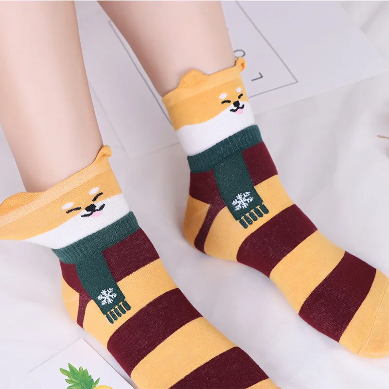 YSMILE Y/модные носки с рисунками животных из мультфильмов осенне-зимние милые носки без пятки с ушками украшение для шарфа индивидуальные носки для девочек