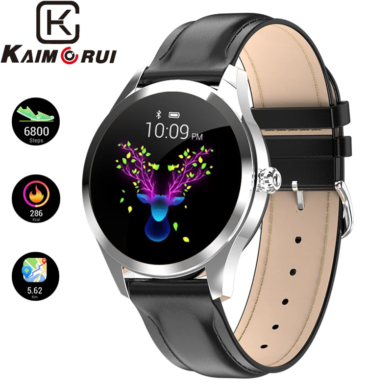 Smart Watch Women Heart Rate Monitor Fitness Tracker Watch Leather Band IP68 Waterproof Bluetooth Smart Band for Android and IOS