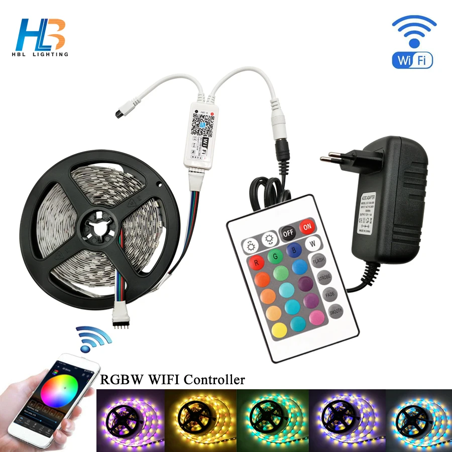 Светодиодная лента RGBW RGBWW 5050 RGB 5 м водонепроницаемая Диодная светильник ИК или WIFI