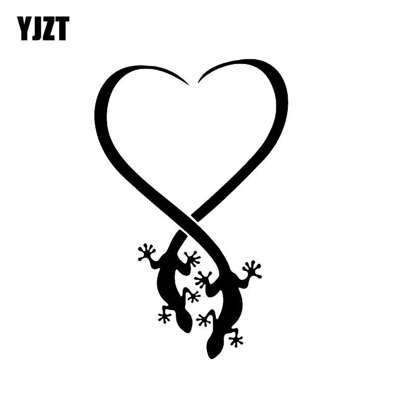 

YJZT 9*13.9CM Funny Love Heart Lizards Vinyl Decor Car Modelling Stickers Accessories Black/Silver C12-1121