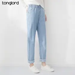 Женские шаровары с высокой талией джинсы винтажные женские джинсовые брюки-карандаш Большие размеры до щиколотки брендовые модные брюки