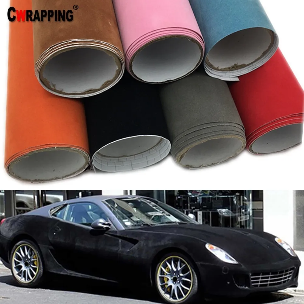 Автомобильная бархатная ткань, замша, виниловая пленка для упаковки, меняющая цвет, самоклеющаяся наклейка для салона автомобиля, наружная отделка