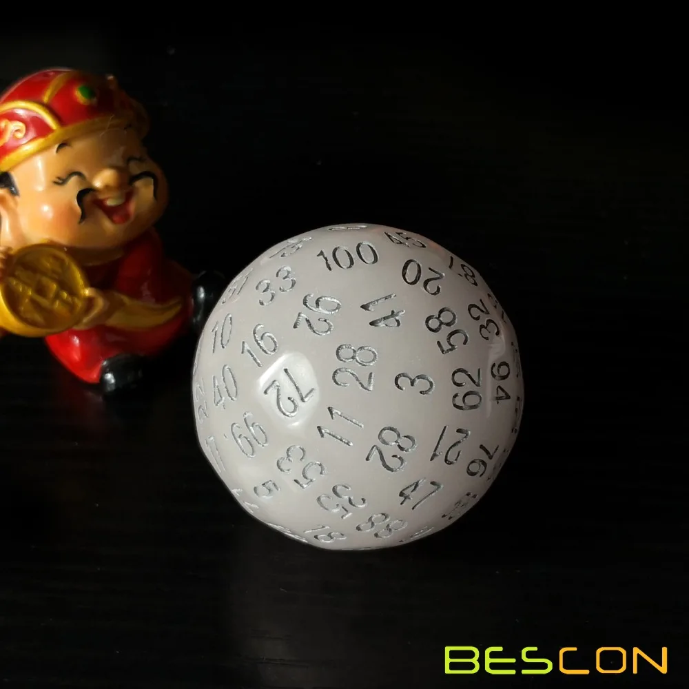 Bescon Glow in Dark Polyhedral Dice 100 Sides, Luminous D100 die, 100 Sided Cube, D100 Game Dice, Glowing 100-Sided Cube 3