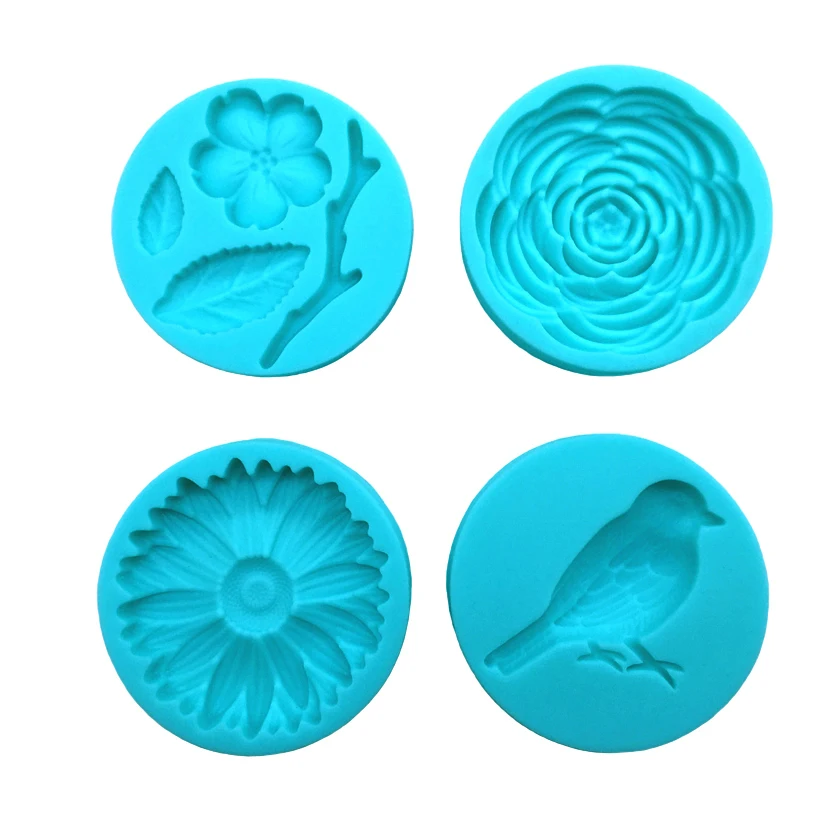 Wholesale 10 pcs/lot Daisy Camellia Bird Combination Silicone Molds Fondant Cake Chocolate Candy Decorating Tools | Дом и сад