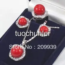 Красивая Красная оболочка Кристалл Цепочки и ожерелья ювелирные изделия серьги кольца