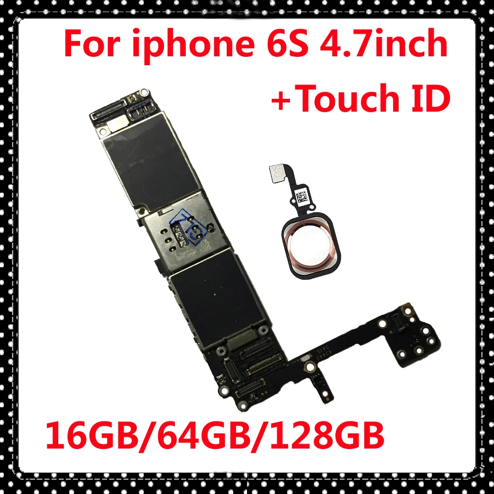 

for iphone 6S 16GB 64GB 128GB IOS system logic board Clean iCloud unlocked mainboard with / NO Touch ID Original motherboard