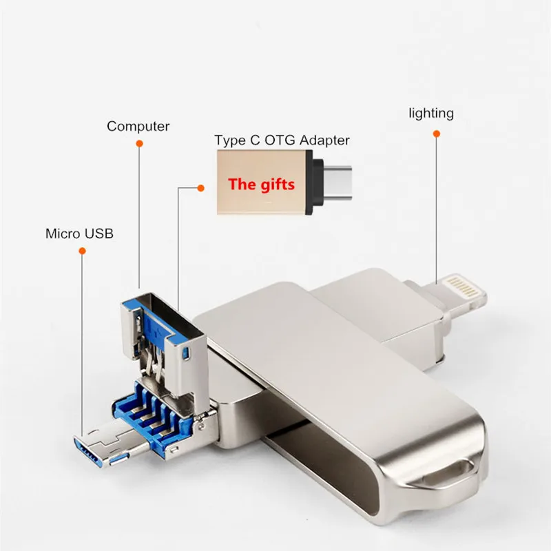 Дешево BRU OTG 16G32G64G128G256GB font b USB b font флэш накопитель для iPhone 5S 6S plus 7 7 plus 8 8 p X XS XR iPad USB3.0 флэш накопитель с логотипом на заказ