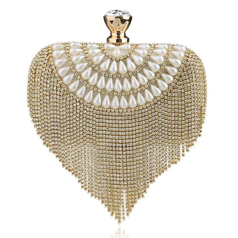 

Women Tassel Clutch Beading Diamonds Small Purse Chain Shoulder Handbags Wedding Party Lady Evening Bag