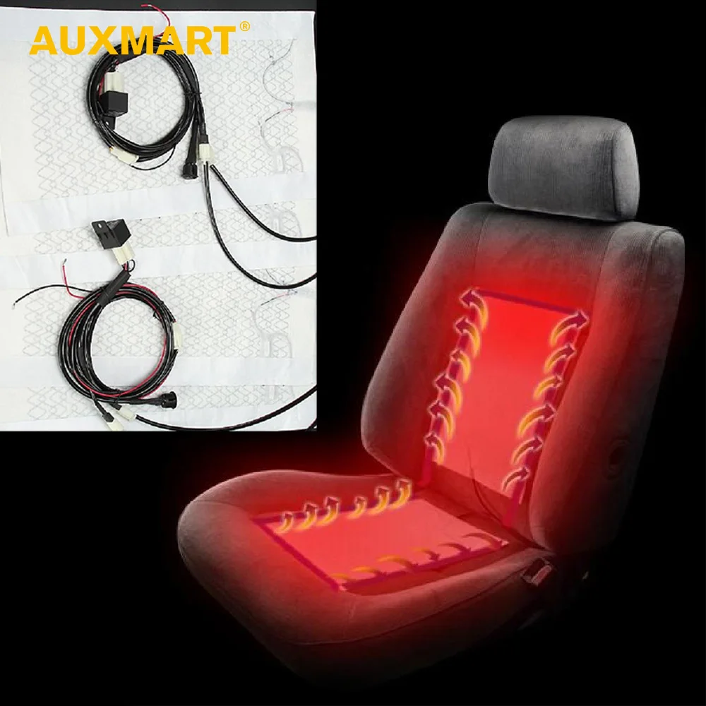 Auxmart 2Pcs/4pcs 12V Universal Car Seat Heating Pads Carbon Fiber Seat