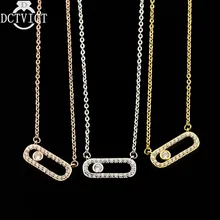 GORGEOUS TALE 2017 New Fashion Jewelry Women Chain Necklace Rose Gold Silver Bar Cz Stones Pendant Necklace For Couples Keepsake