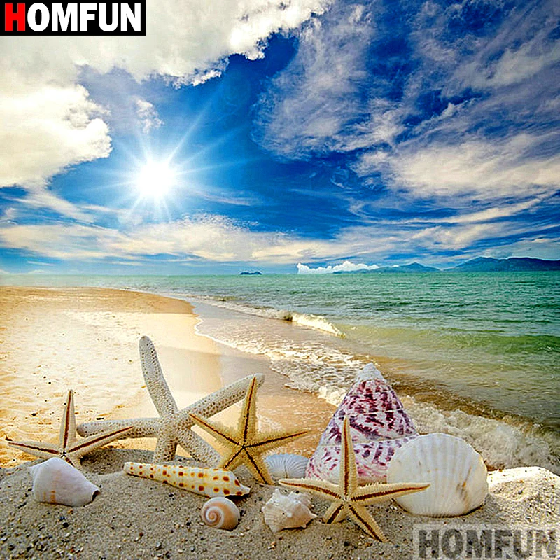 Набор для алмазной вышивки HOMFUN A13569 алмазная 5D картина ракушки вышивка крестиком