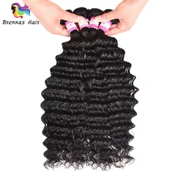Индийские глубоко пучки волнистых волос для черных женщин человеческих Волосы remy 4 шт утка/пакет без узла натуральный черный цвет двойное