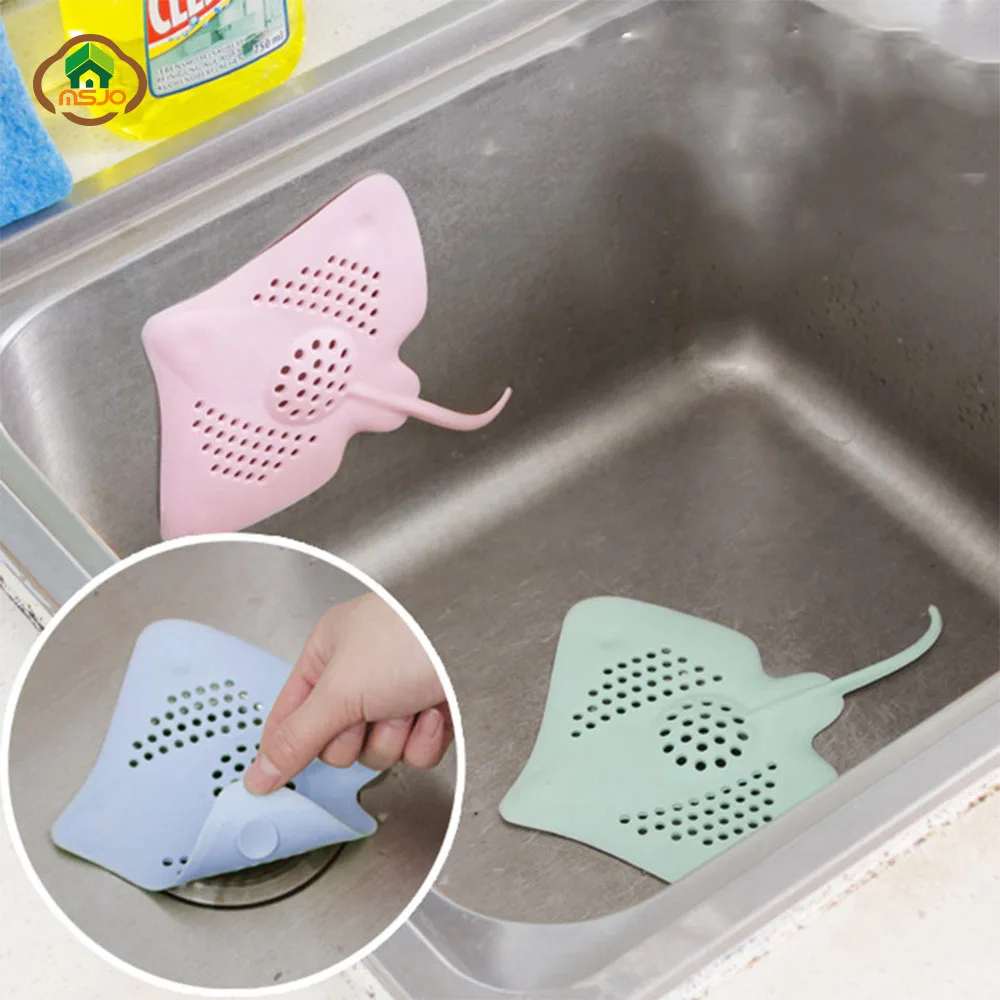 MSJO Hair Catcher Shower Bath Drain Bathroom Accessories Bathtub Silicon Fish Anti Clogging Sink