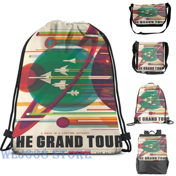 

Funny graphic print shoulder Bags women Retro Space Poster - The Grand Tour Single shoulder backpack travel for men Gym Bag