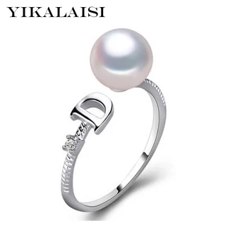 

YIKALAISI 925 Sterling Silver jewelry For Women natural freshwater pearl 7-8mm Ring jewelry best gifts