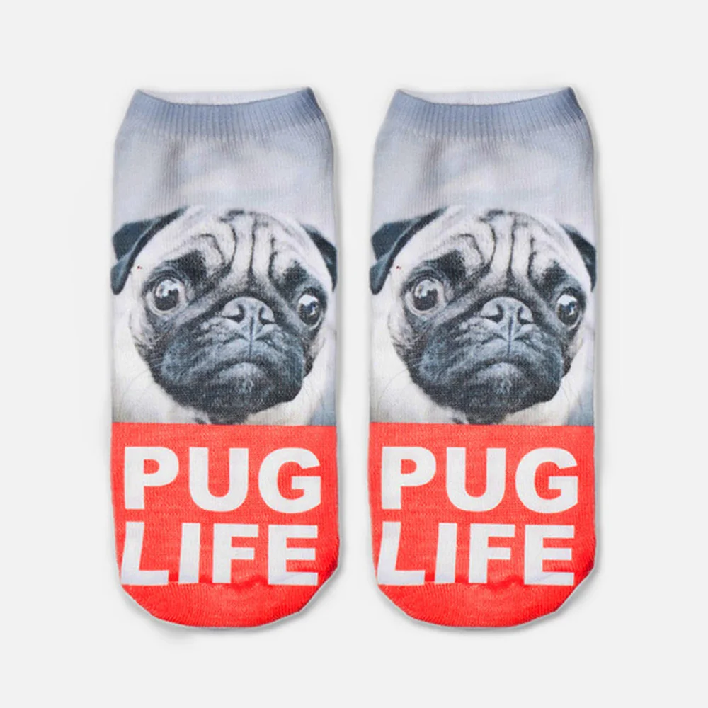 knee high socks 2018 New Cute 3D Print Socks Cool Lovely Dogs Women Ankle Socks Chaussette Animal Socks Art Cotton Hosiery Bad Dog Pug Life Sox knee high socks