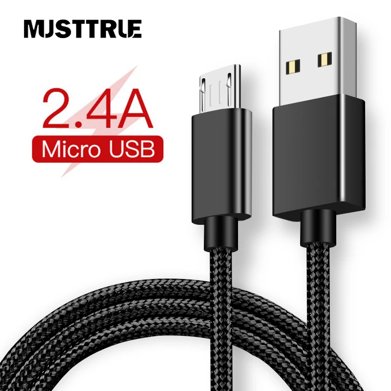 Musttrue المصغّر usb كابل 2.4A سريع مزامنة بيانات كابل شحن سامسونج هواوي Xiaomi LG Andriod سلك Microusb الهاتف المحمول الكابلات