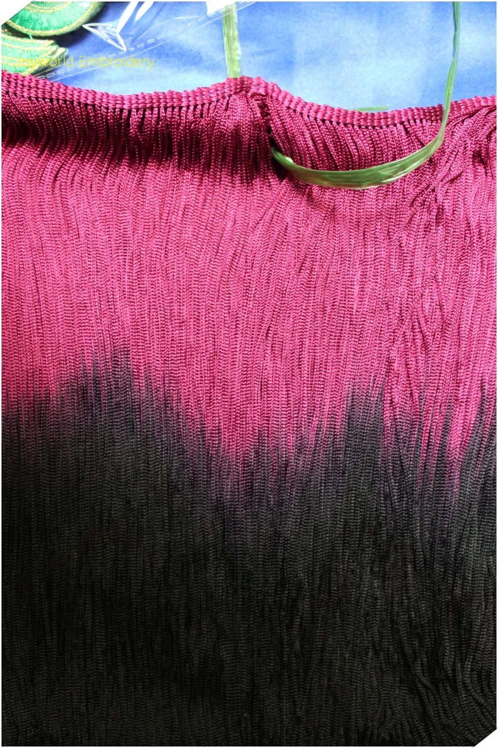 Yackalasi 5 ярдов/lot Dip Dye ormbre royon с бахромой Winered черный 25 см длинные