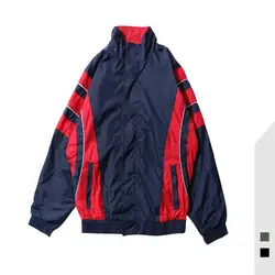 Унисекс ретроспортивный костюм куртка пальто шить цвет лоскутное Повседневная укороченная куртка школьная команда форма с карманами