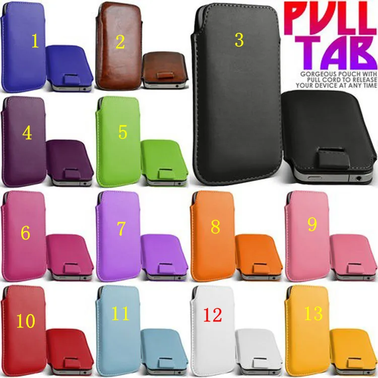 100Pcs DHL Pull Tab Sleeve Bag Pouch Leather Case for galaxy I9300 |