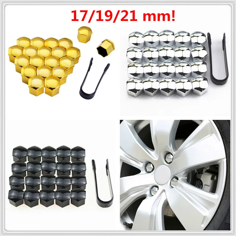 20 Car Bolts Alloy Wheel Nuts Covers 19mm Chrome For  Abarth 500 595 
