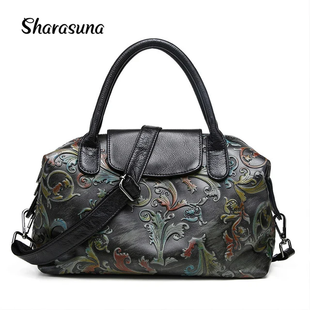 2018 New Phoenix Rose Printing Pattern Women Shoulder Bag Genuine 2018 New Phoenix Rose Printing Pattern Women Shoulder Bag Genuine Leather Fashion Luxury Handbags Bags