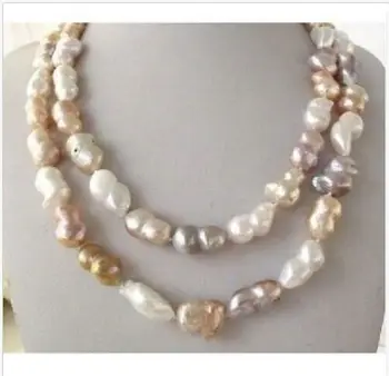 

Miss charm Jew1841 huge25mm Pink Lavender White Baroque Twins Pearl Necklace