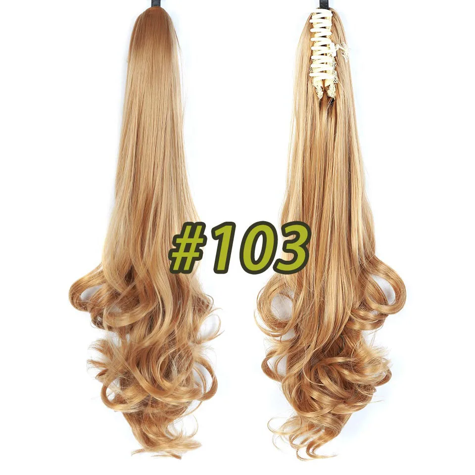 24 дюйма, 180 г, длинные волнистые синтетические накладные волосы на заколках "конский хвост" для женщин, высокотемпературные волоконные шиньоны SHANGKE - Цвет: 103