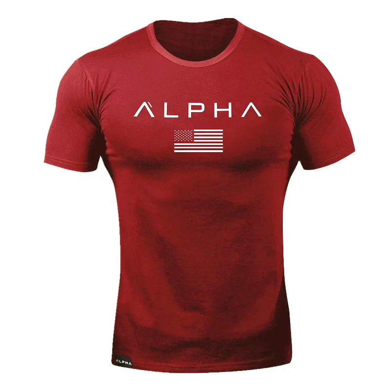 Новая брендовая одежда тренажерные залы Tight хлопковая Футболка Для мужчин s Альфа Фитнес футболка для мужчин Gyms футболка Для мужчин Фитнес летние футболки, топы
