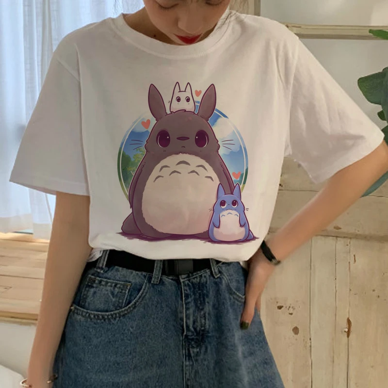 Милая футболка Totoro Studio Ghibli, Женская Футболка Harajuku Ullzang, модная футболка в стиле аниме 90 s, футболки с забавными рисунками, женские футболки - Цвет: 4254