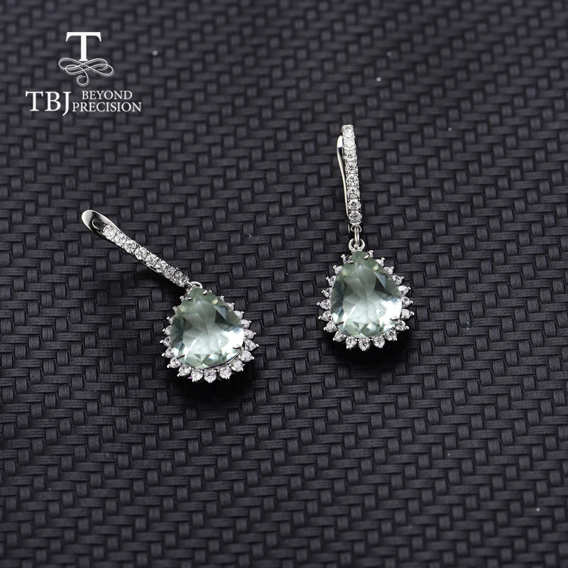 Skup TBJ, w nowym stylu naturalna zieleń ametyst kamień kropla wody 9*13mm 925 sterling silver piękne kolczyki dla kobiet i dziewczyna z szkatułce