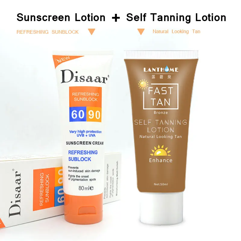 Natural Lanthome Super Self Tanning Body Cream and Disaar Sunscreen