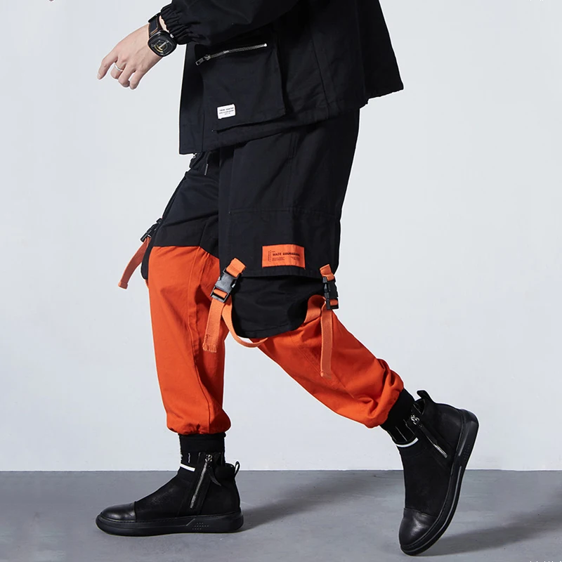 Новое поступление Цветные Лоскутные сафари стиль Mulit-карманы модные мужские брюки для бега хип-хоп Осенние повседневные мужские брюки-карандаш