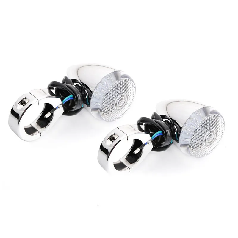 

Custom Pair Front LED Turn Signal Light Indicator Chrome 39mm Fork Clamp Motorcycle For Harley Honda Yamaha Suzuki Kawasaki