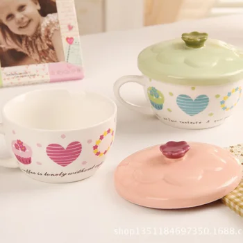 

1Pcs New KEYAMA Fashion cute animals shapes ceramic ice cream cups with lid Home decorative cake cups Children's cup Kids gifts