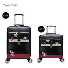 Ремень для путешествий, роскошный бренд, чемодан на колёсиках, Спиннер для женщин, Ретро стиль, искусственная кожа, дорожные сумки, Китайская вышивка, чемодан на колесиках