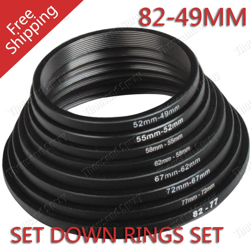 8pcs 82 77 72 67 62 58 55 52 49mm Step Down Ring Adapter Kit Set Voor