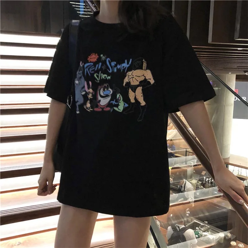 NiceMix Фирменная новинка Женская летняя футболка с рисунком из мультфильма Kawaii футболка хлопковые топы Футболка Harajuku Vetement Femme