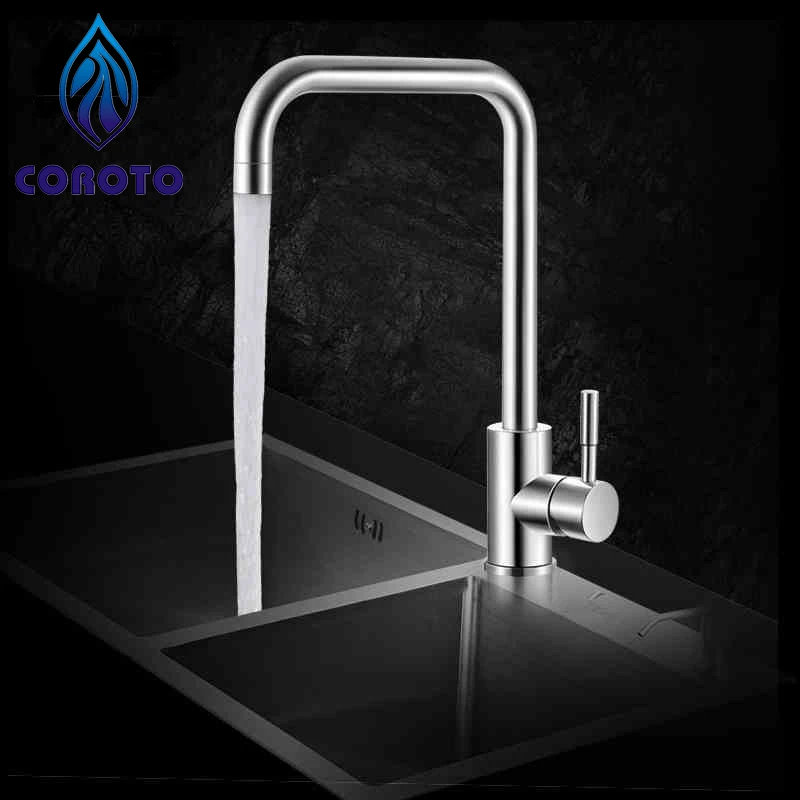 

COROTO Hot and Cold Water Classic Kitchen Faucet Space Aluminum Brushed Process Swivel Basin Faucet 360 Degree Rotation BXG-304