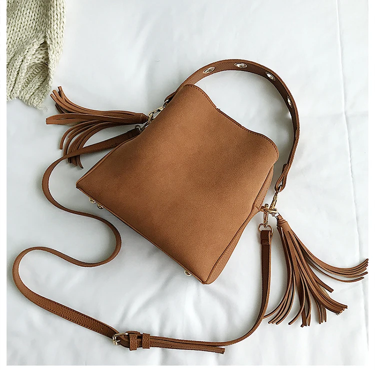 BAIYIYAN женская сумка-мешок из искусственной кожи с кисточками винтажная сумка-мессенджер Высококачественная Женская Ретро сумка через плечо сумка-тоут