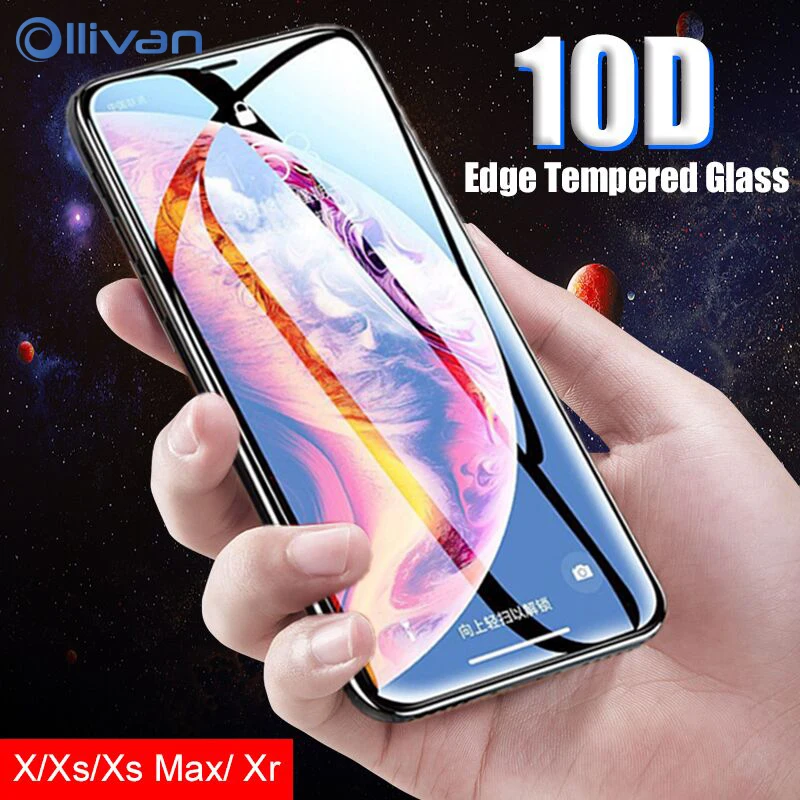 

10D Protective Glass For iPhone Xs Max Xr X Glass 9D 6D Screen Protector Glass on the For iPhone Xr Xs Max Sklo Phone Funda Film