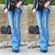 Весенняя мода, рваные джинсы для женщин, женские сексуальные эластичные джинсовые расклешенные брюки, популярные женские расклешенные джинсы размера плюс, обтягивающие женские брюки