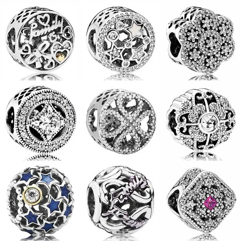 

Illumination Stars Family Tribute Two-Tone Crystalized Floral Charm Fit Pandora Bracelet 925 Sterling Silver Bead Charm Jewelry