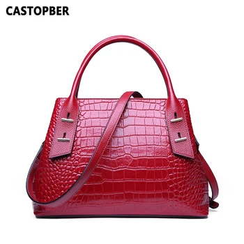 

2020 European and American Style Women Crocodile Pattern Cow Genuine Leather Tote Handbags Fashion Designer Shoulder Bags Famous