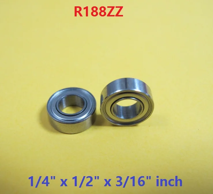 

100pcs/lot R188ZZ R188 ZZ 2Z 1/4" x 1/2" x 3/16" inch Metal shielded Deep Groove Ball bearing Miniature Mini 6.35x12.7x4.76 mm