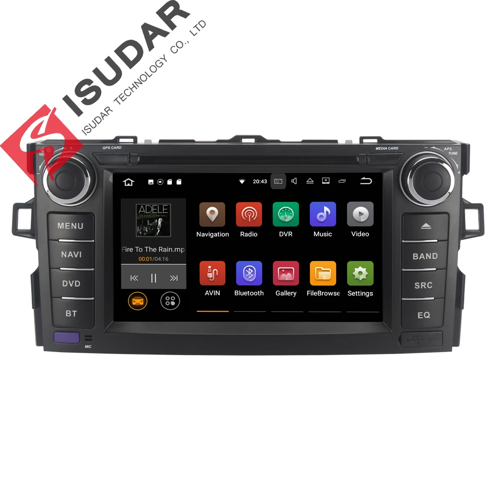 Isudar font b Car b font Multimedia Player GPS Android 7 1 1 2 Din Autoradio