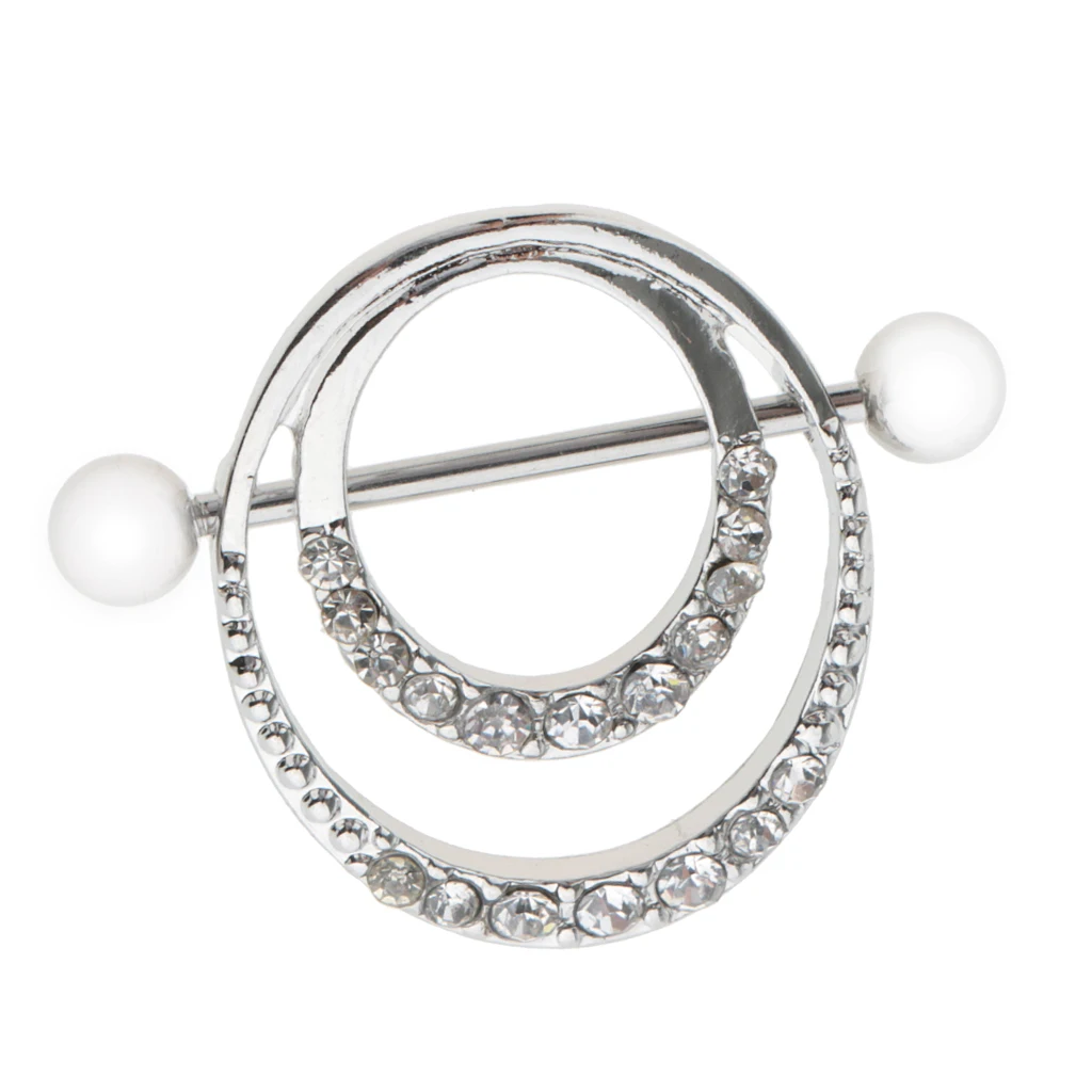Buy 1 Piece Shiny Clear Rhinestone Nipple Ring Bar