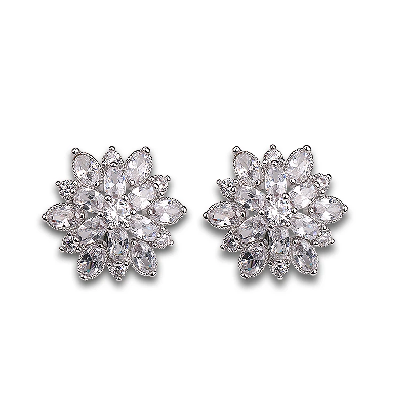 Baiduqiandu кристалл цветок полностью циркониевый Cz Листья Серьги гвоздики для женщин девушек пирсинг ювелирные изделия серьги Букле д 'Орель