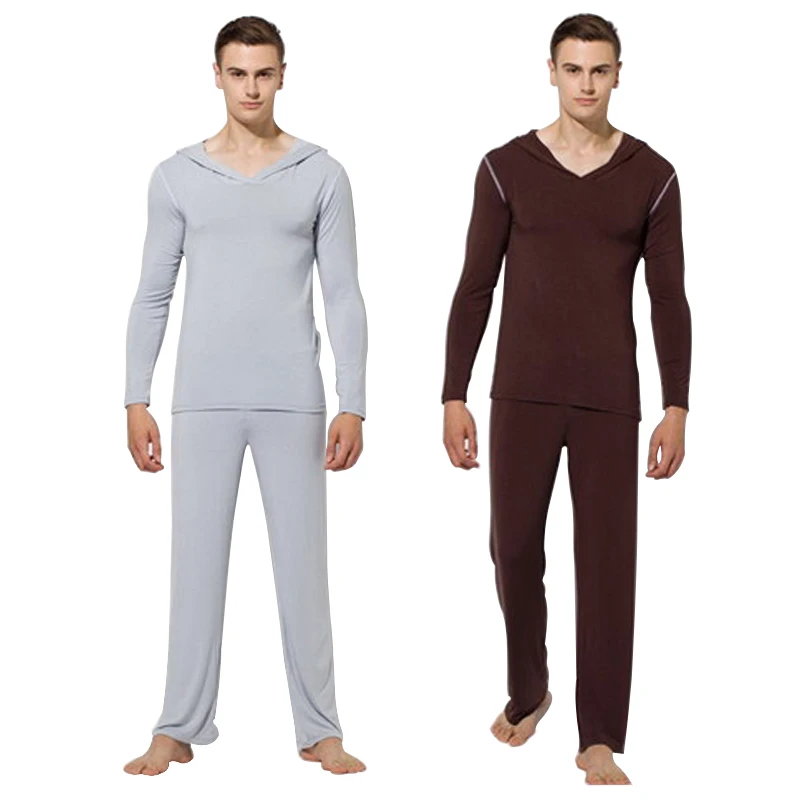 Для мужчин Twinset Топы+ Штаны удобные лед шелковой ткани сна пижамы повседневные домашние Семья пижамы ночь ванны одежда свитер